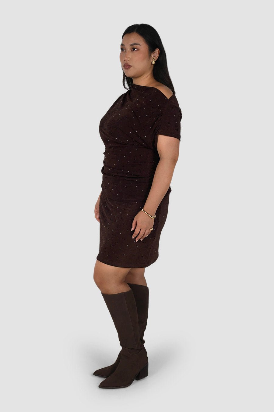 SABELA MINI SKIRT ESPRESSO SPARKLE - Fayt The Label