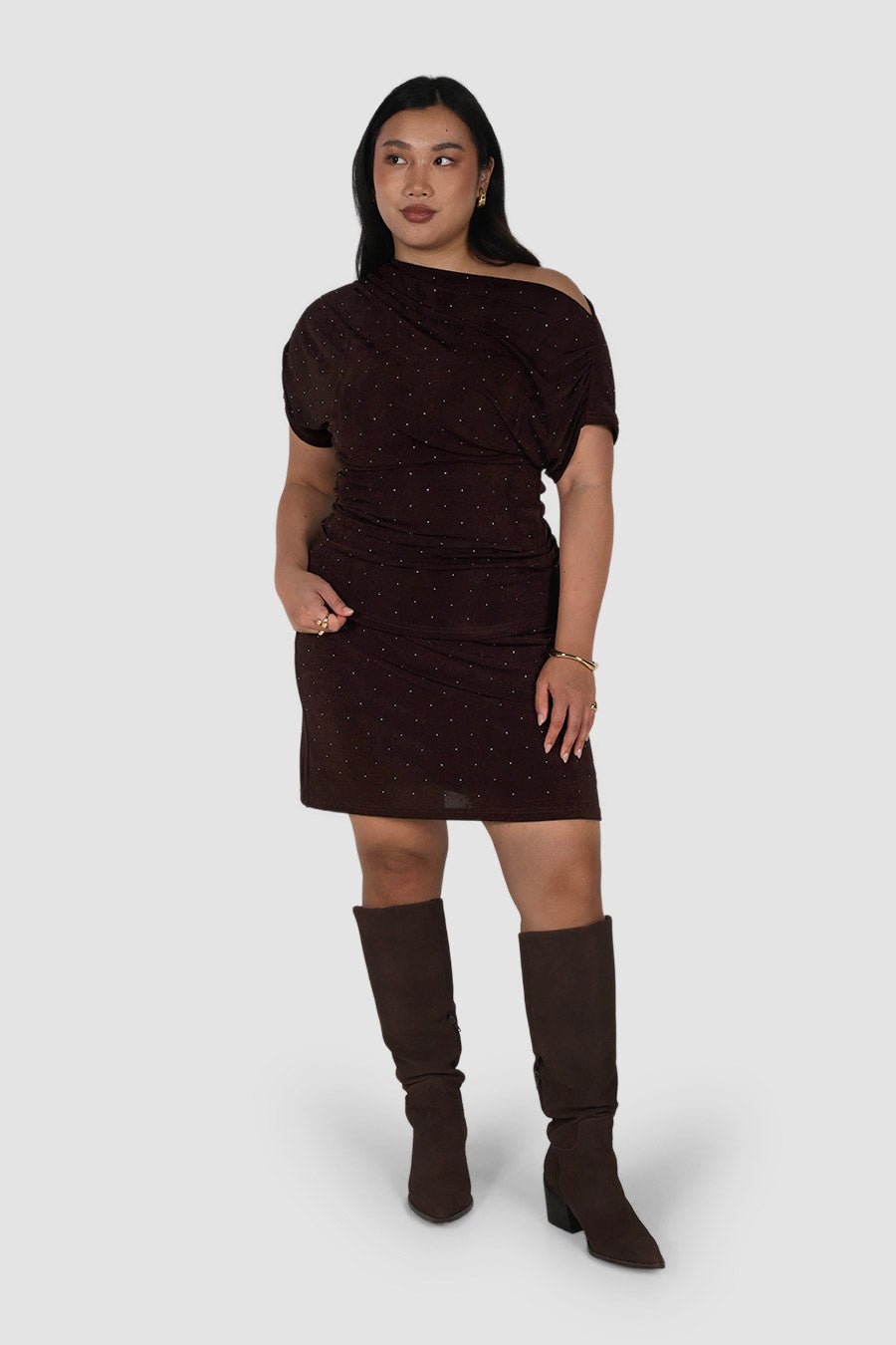 SABELA MINI SKIRT ESPRESSO SPARKLE - Fayt The Label