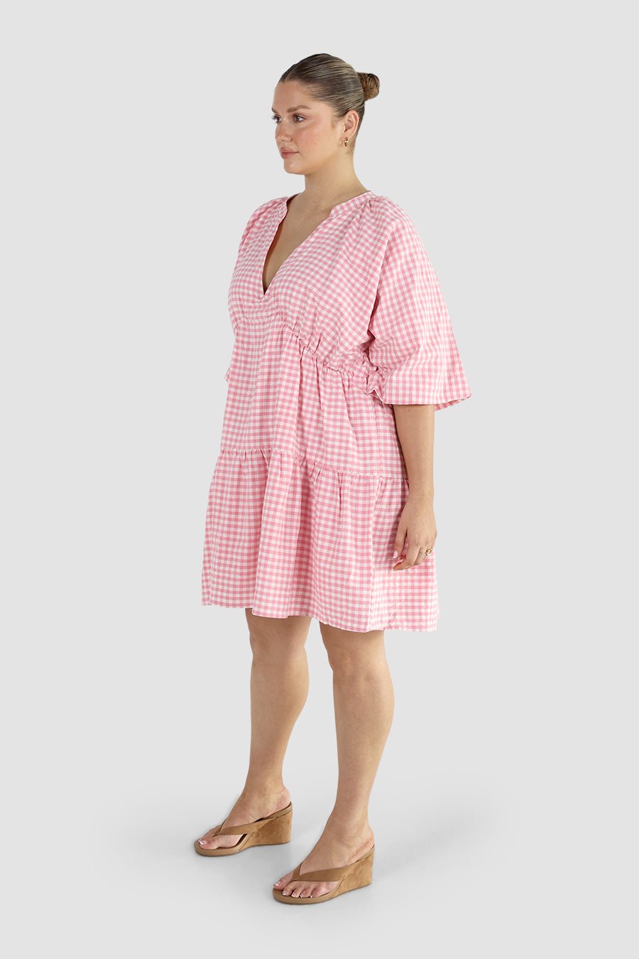 SALORA DRESS PINK GINGHAM - Fayt The Label