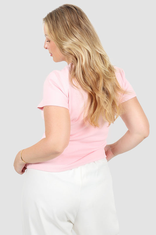 SAVANNAH RIB TEE BABY PINK - Fayt The Label