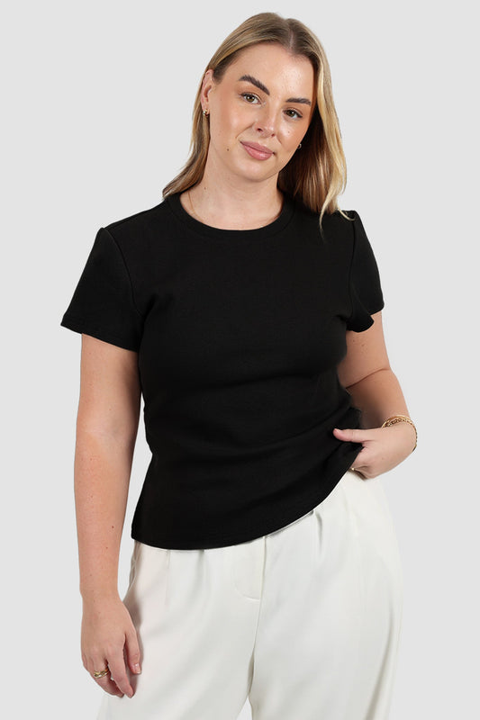 SAVANNAH RIB TEE BLACK - Fayt The Label