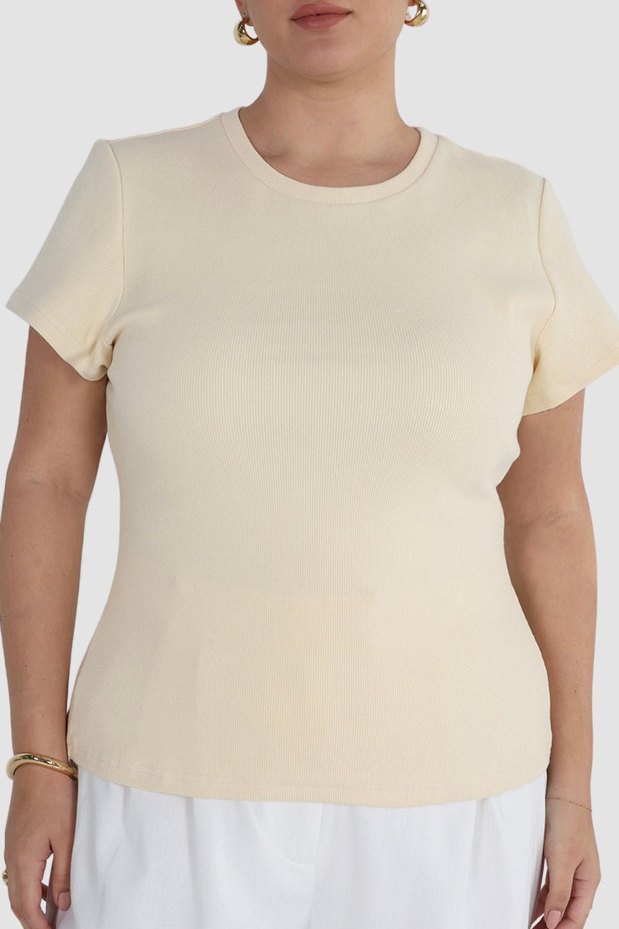 SAVANNAH RIB TEE VANILLA - Fayt The Label