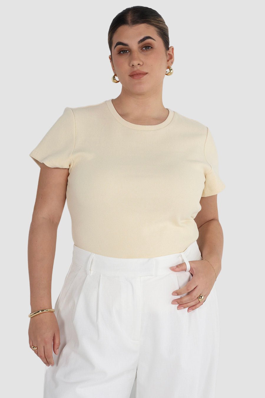 SAVANNAH RIB TEE VANILLA - Fayt The Label