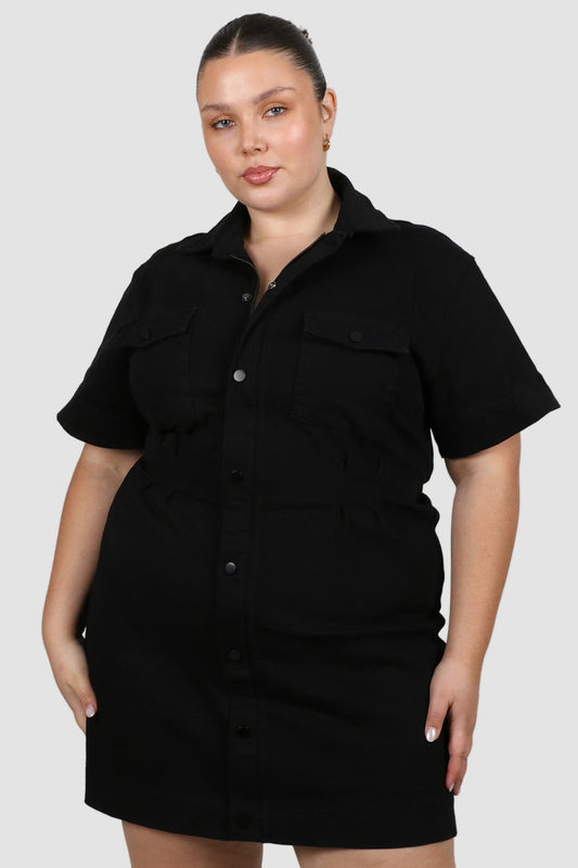 SAVEIRA DENIM DRESS BLACKOUT - Fayt The Label