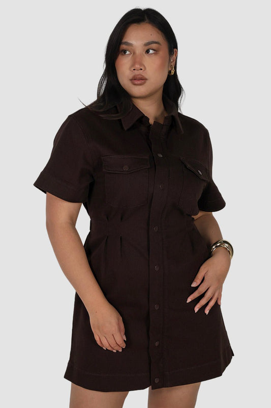 SAVEIRA DENIM DRESS ESPRESSO - Fayt The Label