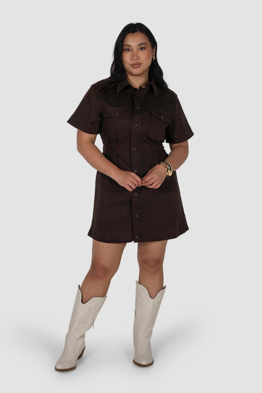 SAVEIRA DENIM DRESS ESPRESSO - Fayt The Label