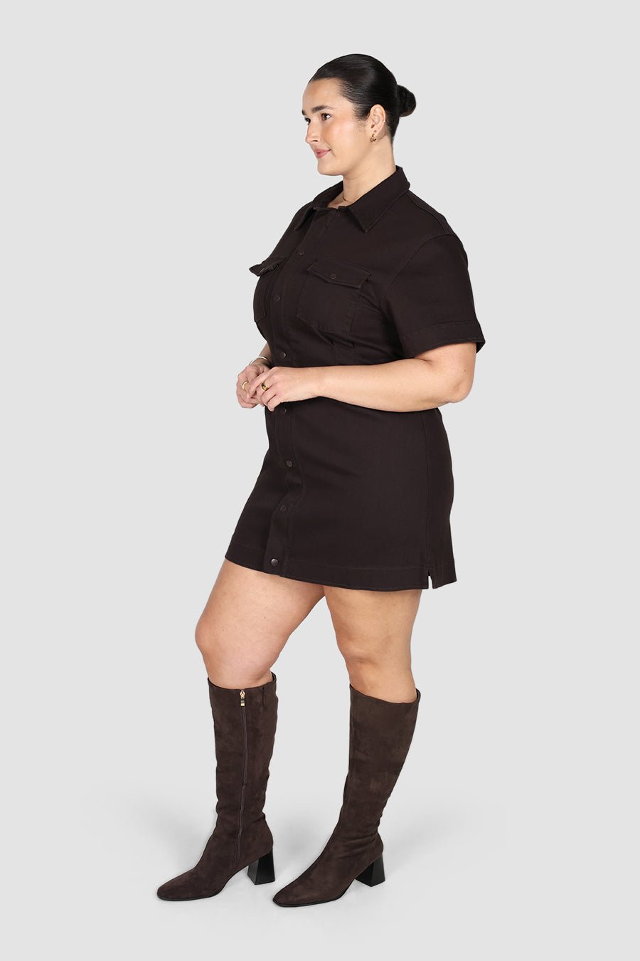 SAVEIRA DENIM DRESS ESPRESSO - Fayt The Label