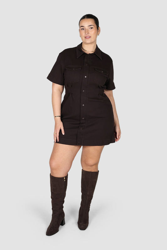 SAVEIRA DENIM DRESS ESPRESSO - Fayt The Label