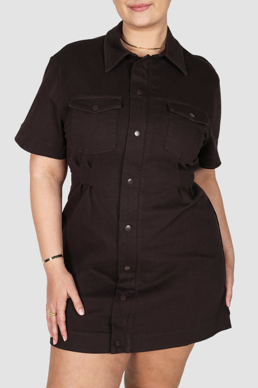 SAVEIRA DENIM DRESS ESPRESSO - Fayt The Label