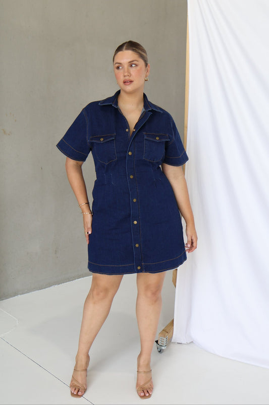SAVEIRA DENIM DRESS MIDNIGHT - Fayt The Label