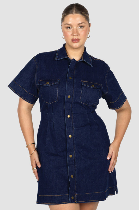 SAVEIRA DENIM DRESS MIDNIGHT - Fayt The Label