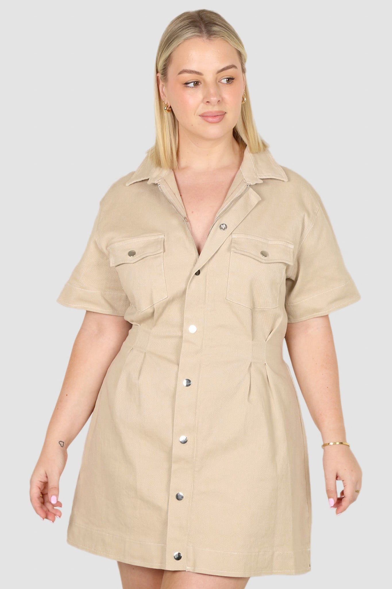 SAVEIRA DENIM DRESS STONE - Fayt The Label