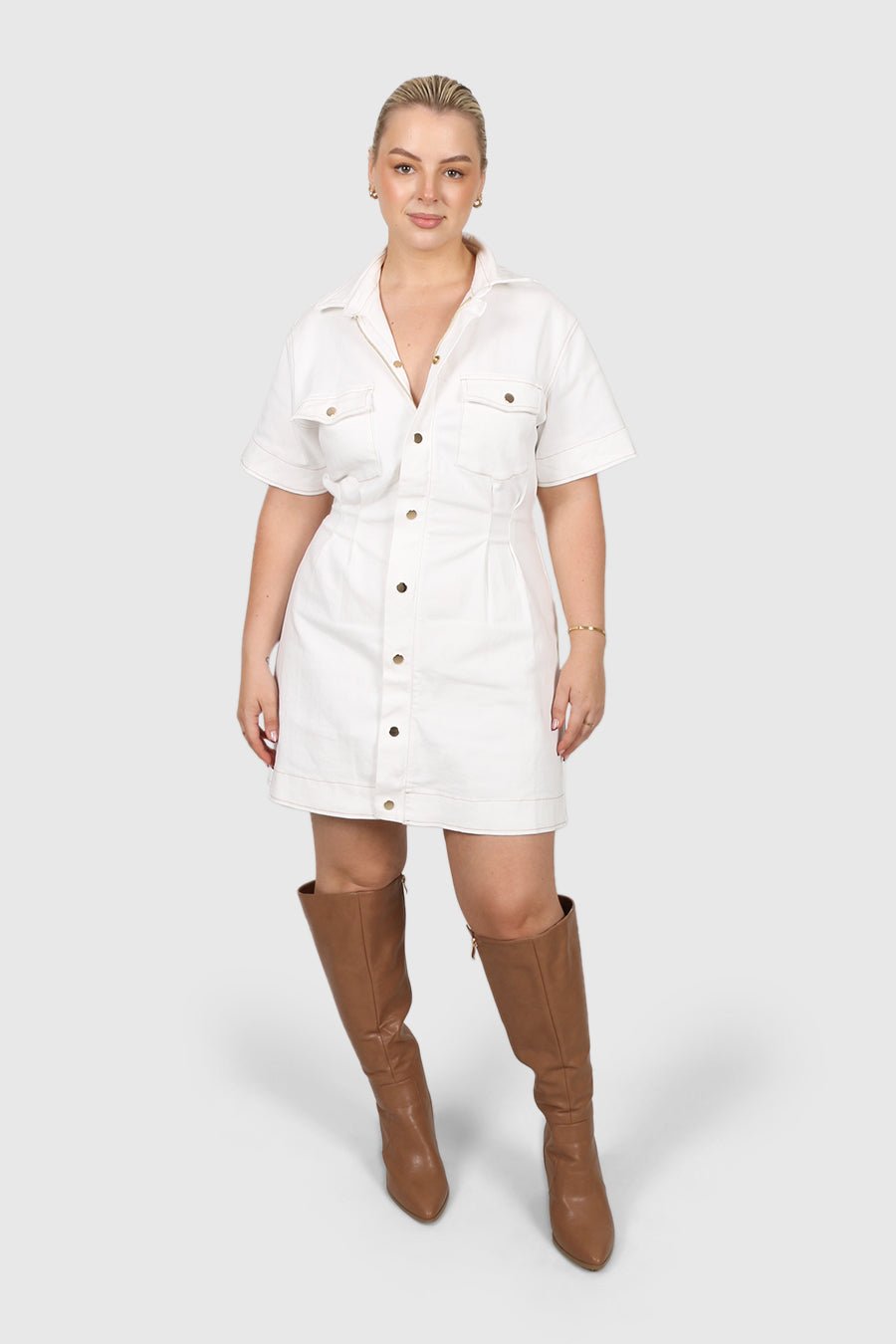 SAVEIRA DENIM DRESS WHITE - Fayt The Label