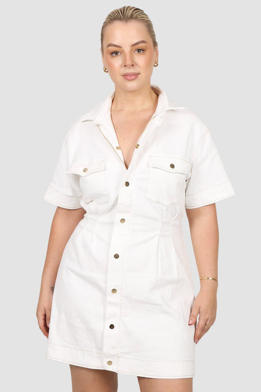 SAVEIRA DENIM DRESS WHITE - Fayt The Label