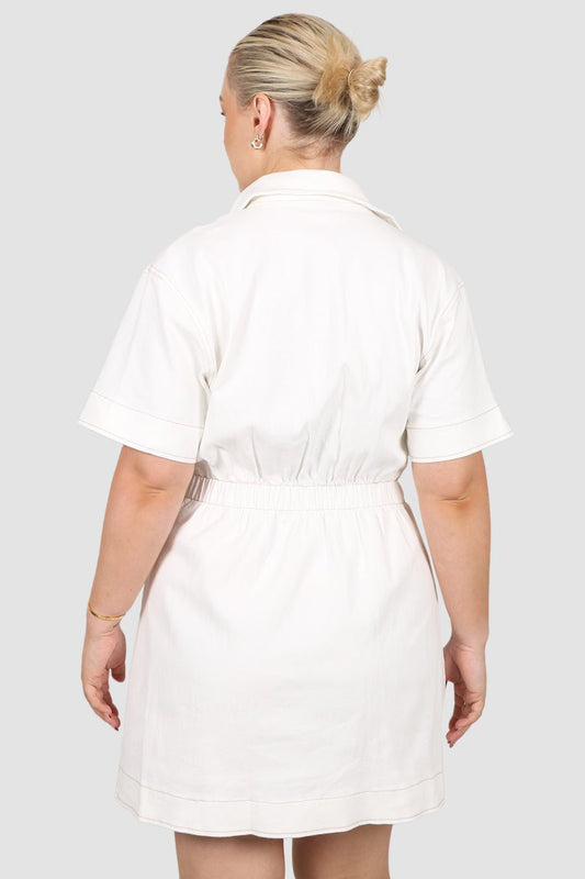 SAVEIRA DENIM DRESS WHITE - Fayt The Label