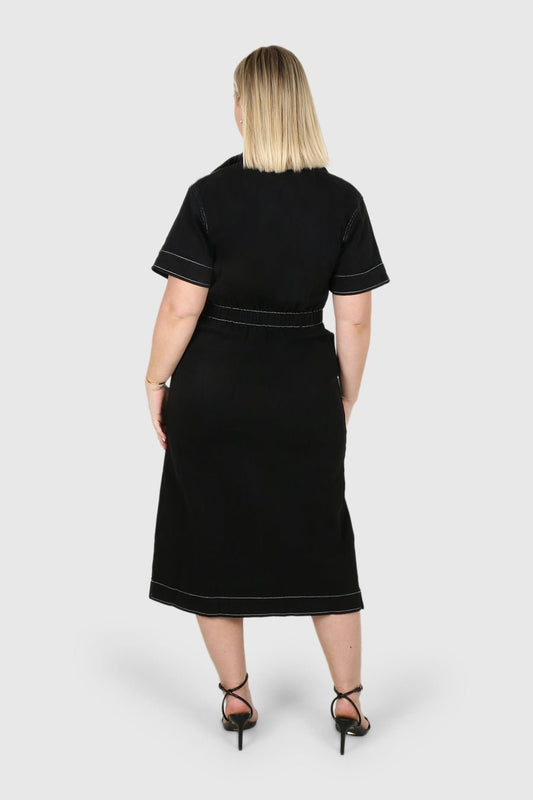 SAVEIRA DENIM MIDI DRESS BLACK - Fayt The Label