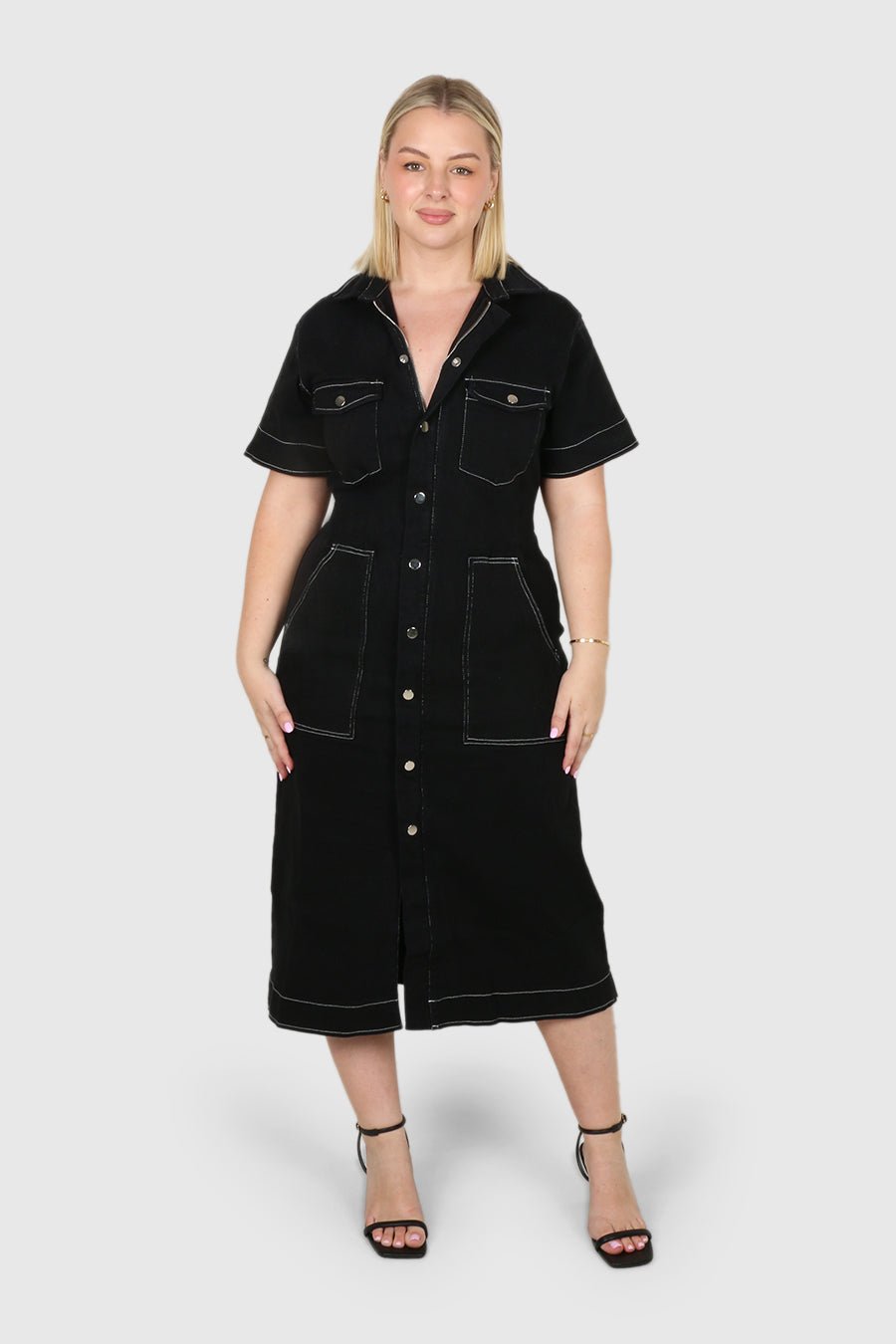 SAVEIRA DENIM MIDI DRESS BLACK - Fayt The Label