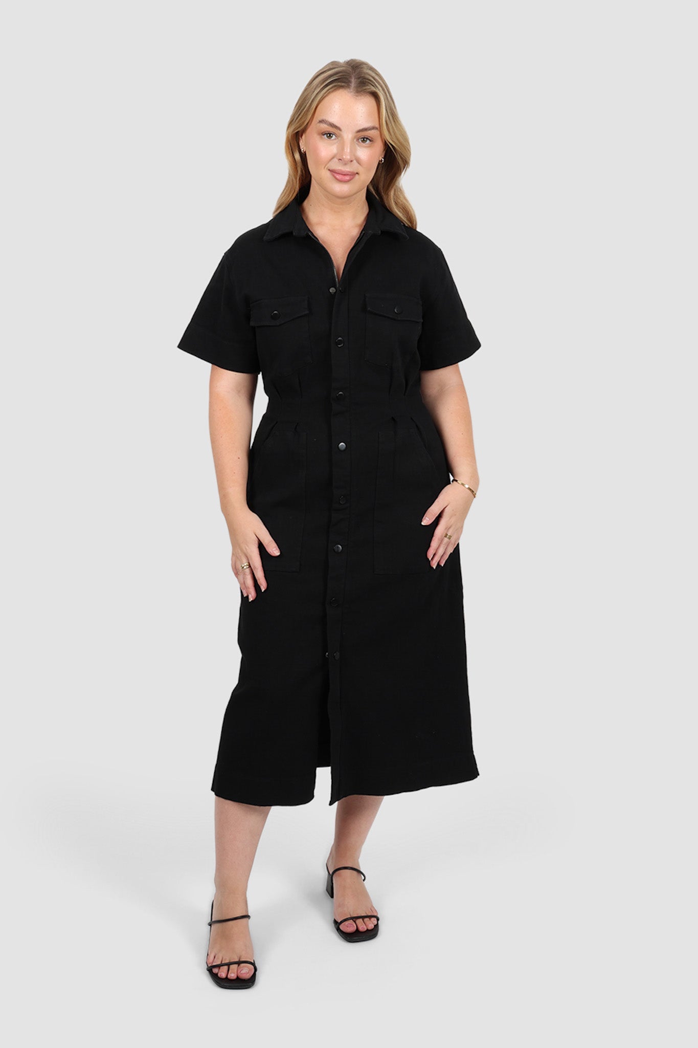 SAVEIRA DENIM MIDI DRESS BLACKOUT - Fayt The Label