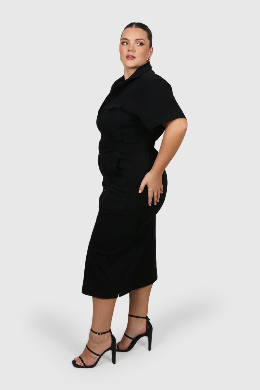 SAVEIRA DENIM MIDI DRESS BLACKOUT - Fayt The Label