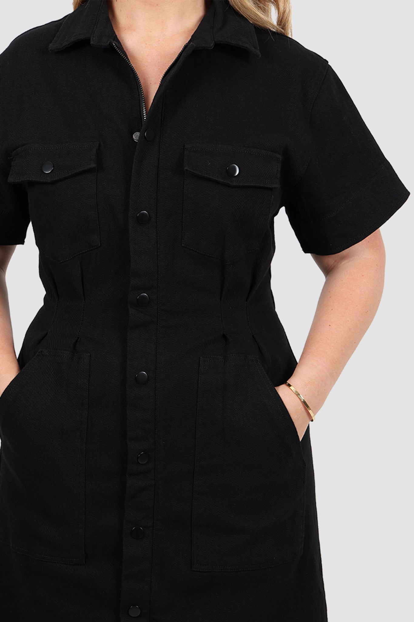 SAVEIRA DENIM MIDI DRESS BLACKOUT - Fayt The Label