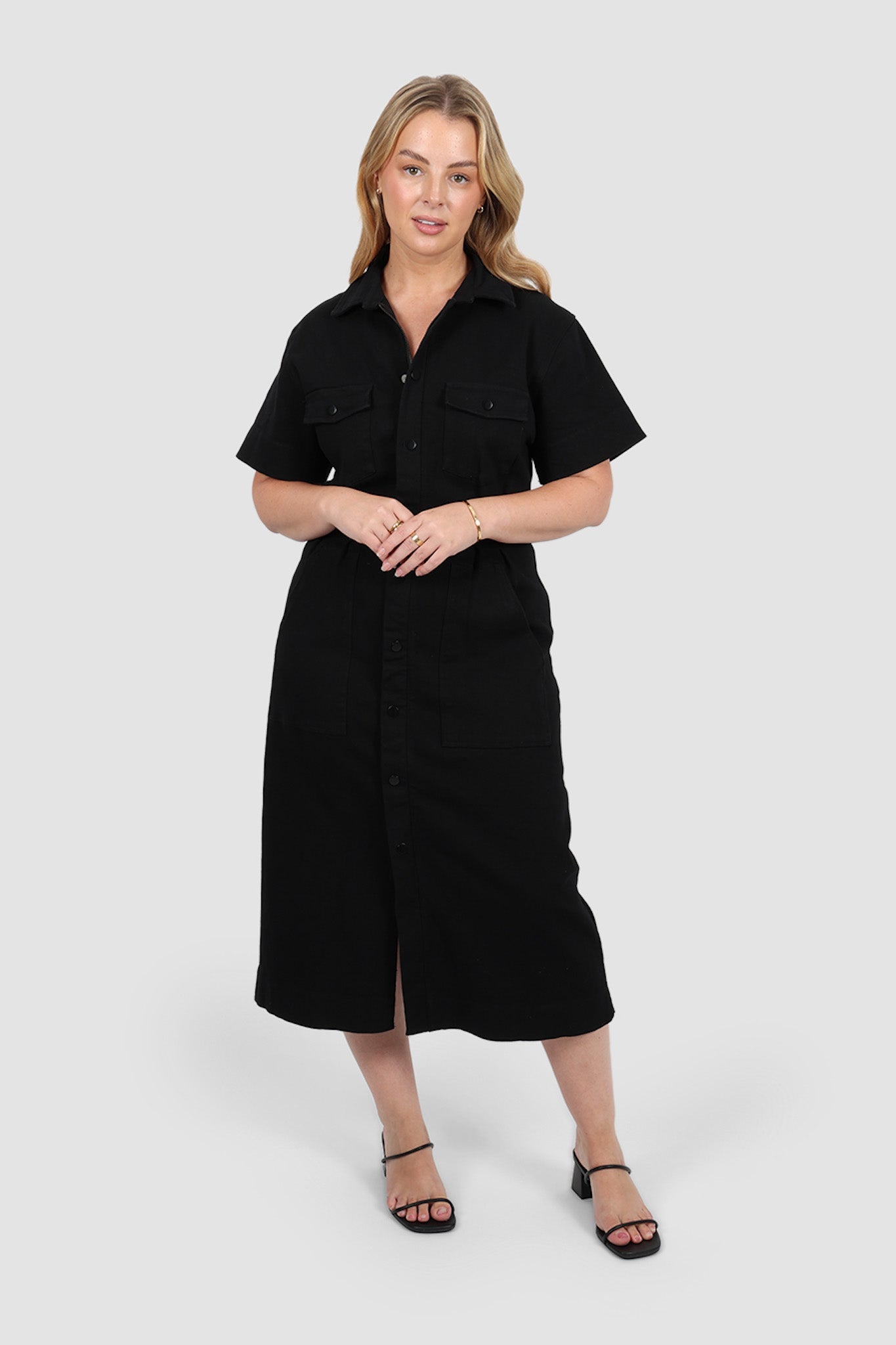 SAVEIRA DENIM MIDI DRESS BLACKOUT - Fayt The Label
