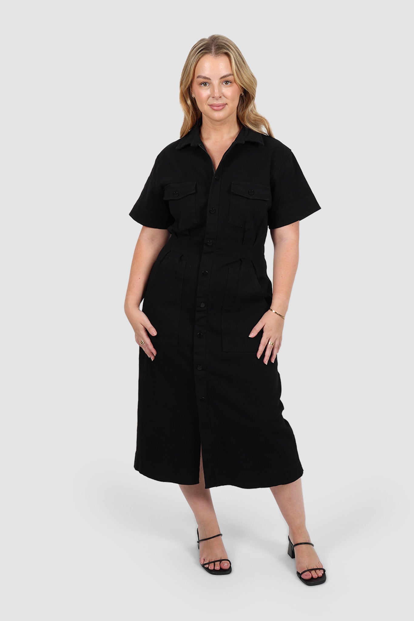 SAVEIRA DENIM MIDI DRESS BLACKOUT - Fayt The Label
