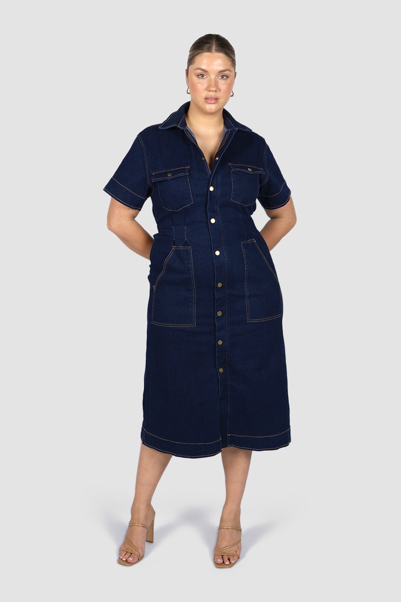 fayth denim dress SAVEIRA DENIM DRESS STONE Fayt The Label