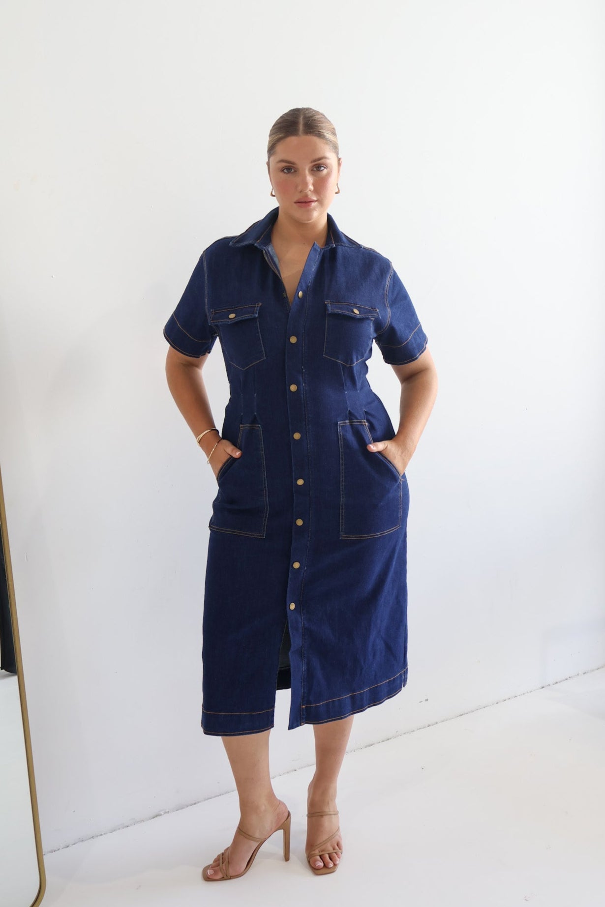 SAVEIRA DENIM MIDI DRESS MIDNIGHT - Fayt The Label