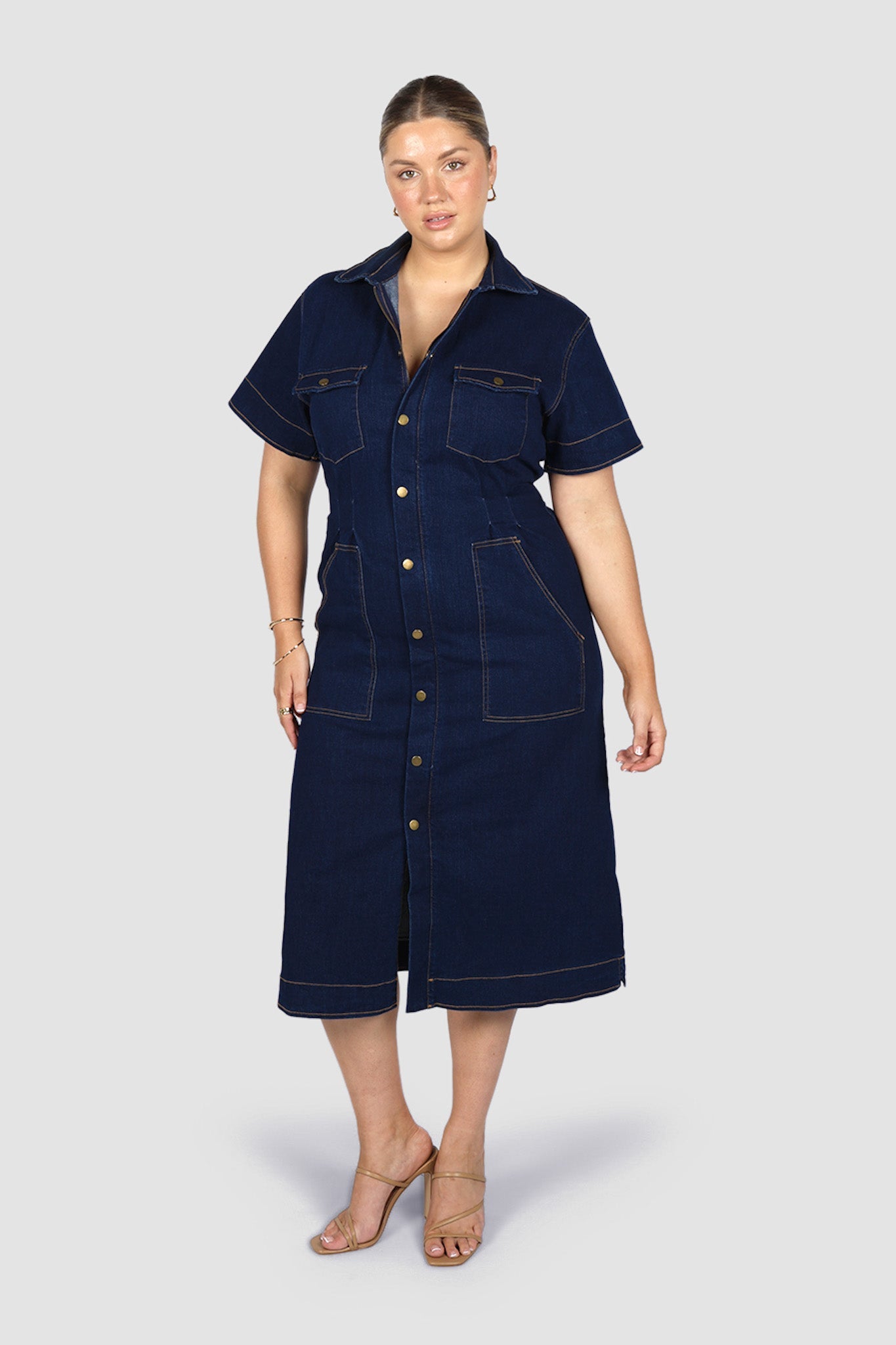 SAVEIRA DENIM MIDI DRESS MIDNIGHT - Fayt The Label