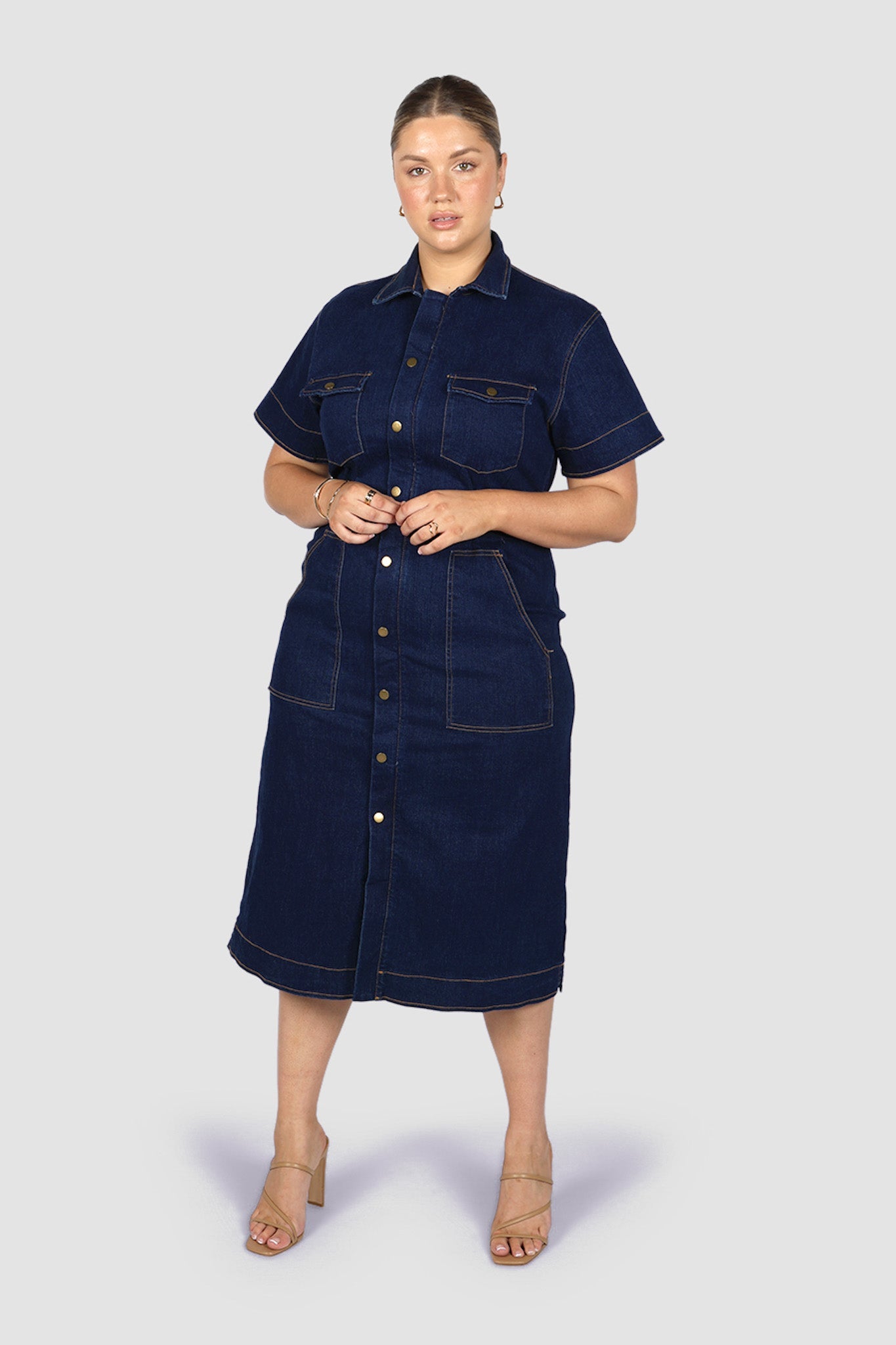 SAVEIRA DENIM MIDI DRESS MIDNIGHT - Fayt The Label