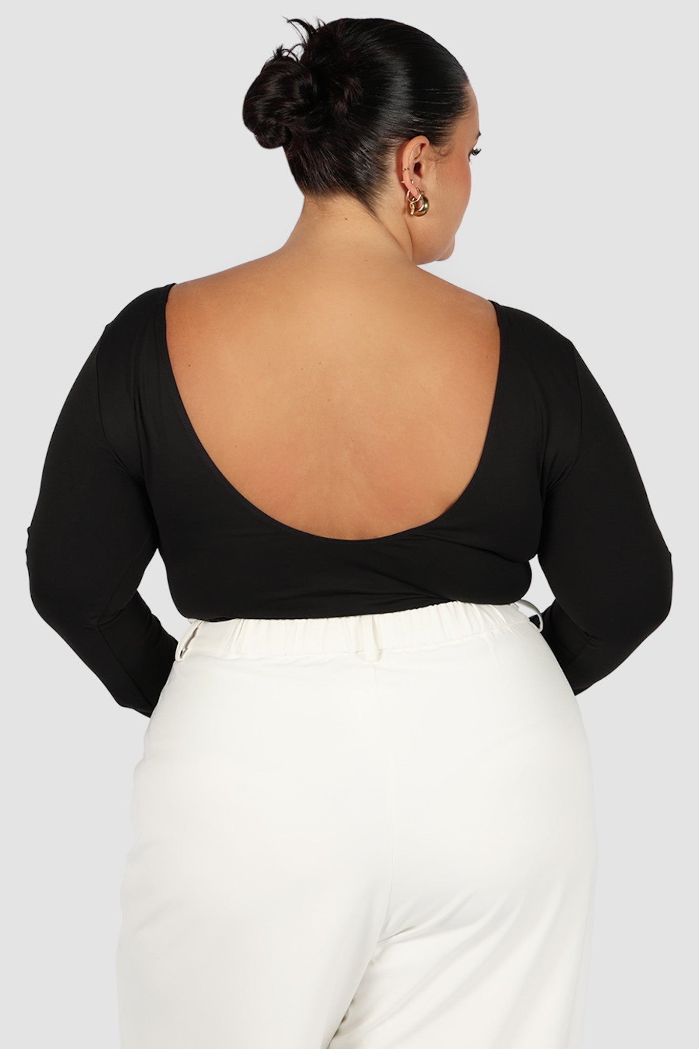SCOOP BACK BODYSUIT BLACK - Fayt The Label