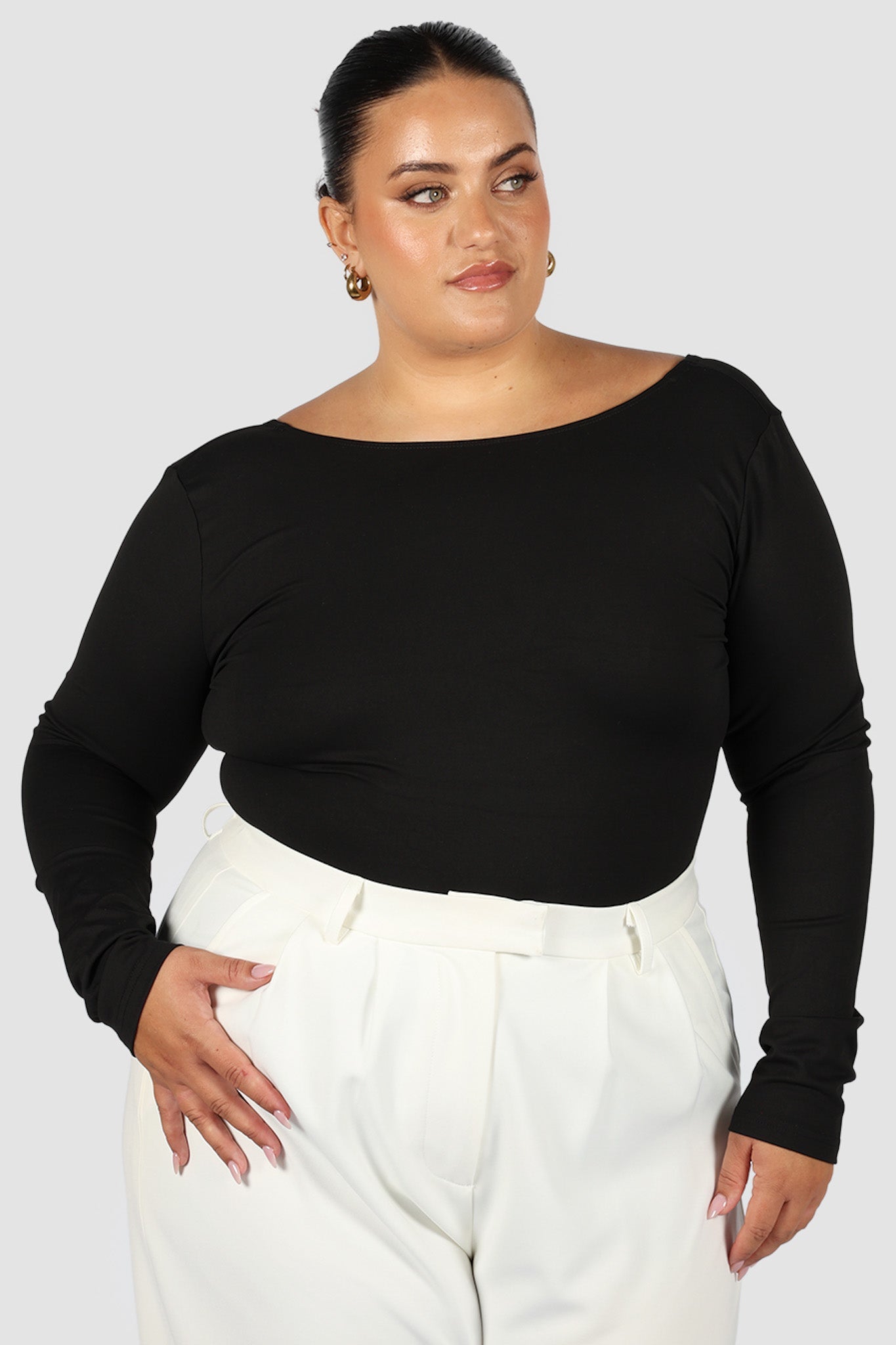 SCOOP BACK BODYSUIT BLACK - Fayt The Label