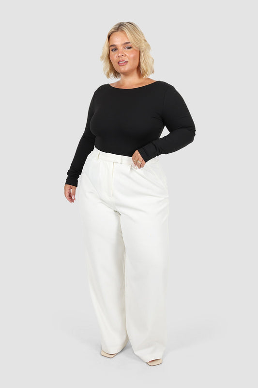 SCOOP BACK BODYSUIT BLACK - Fayt The Label