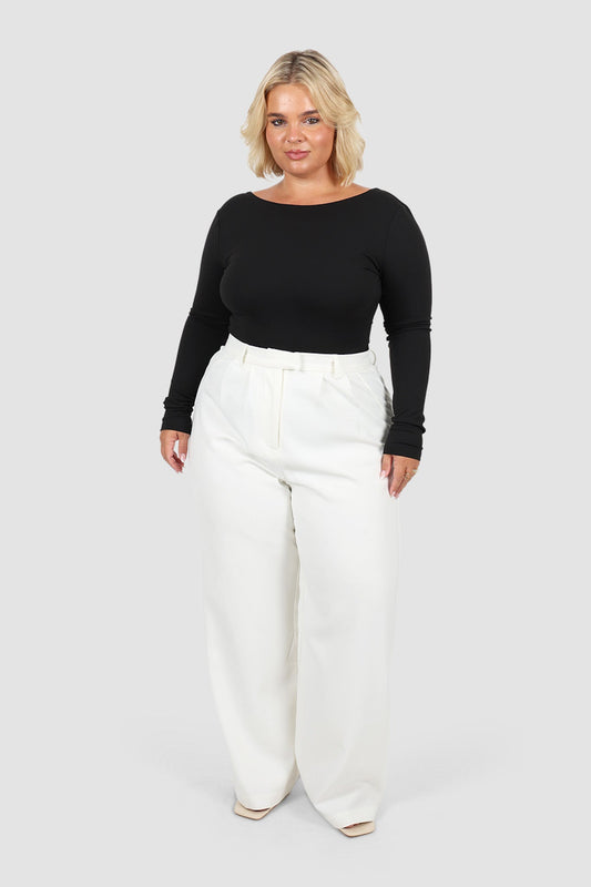 SCOOP BACK BODYSUIT BLACK - Fayt The Label