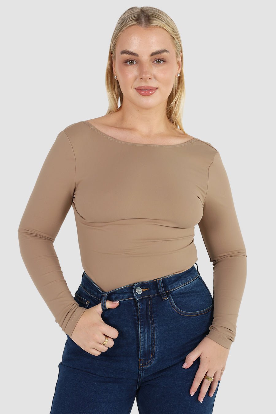 SCOOP BACK BODYSUIT COFFEE - Fayt The Label