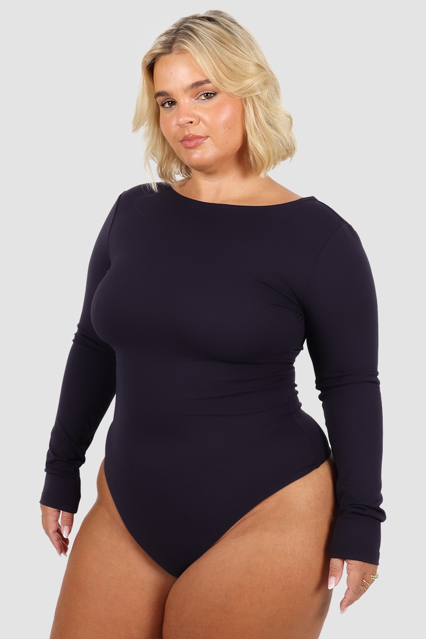 SCOOP BACK BODYSUIT NAVY - Fayt The Label