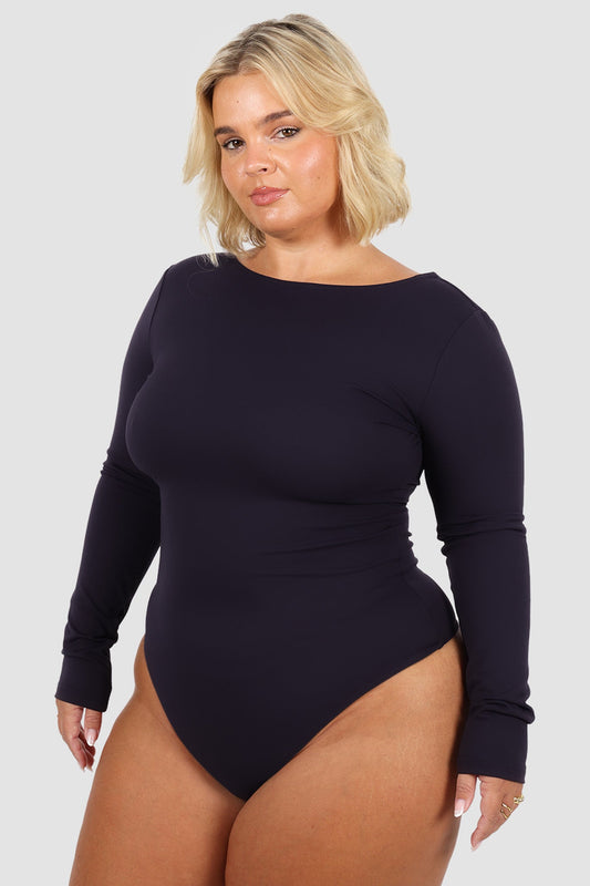 SCOOP BACK BODYSUIT NAVY - Fayt The Label