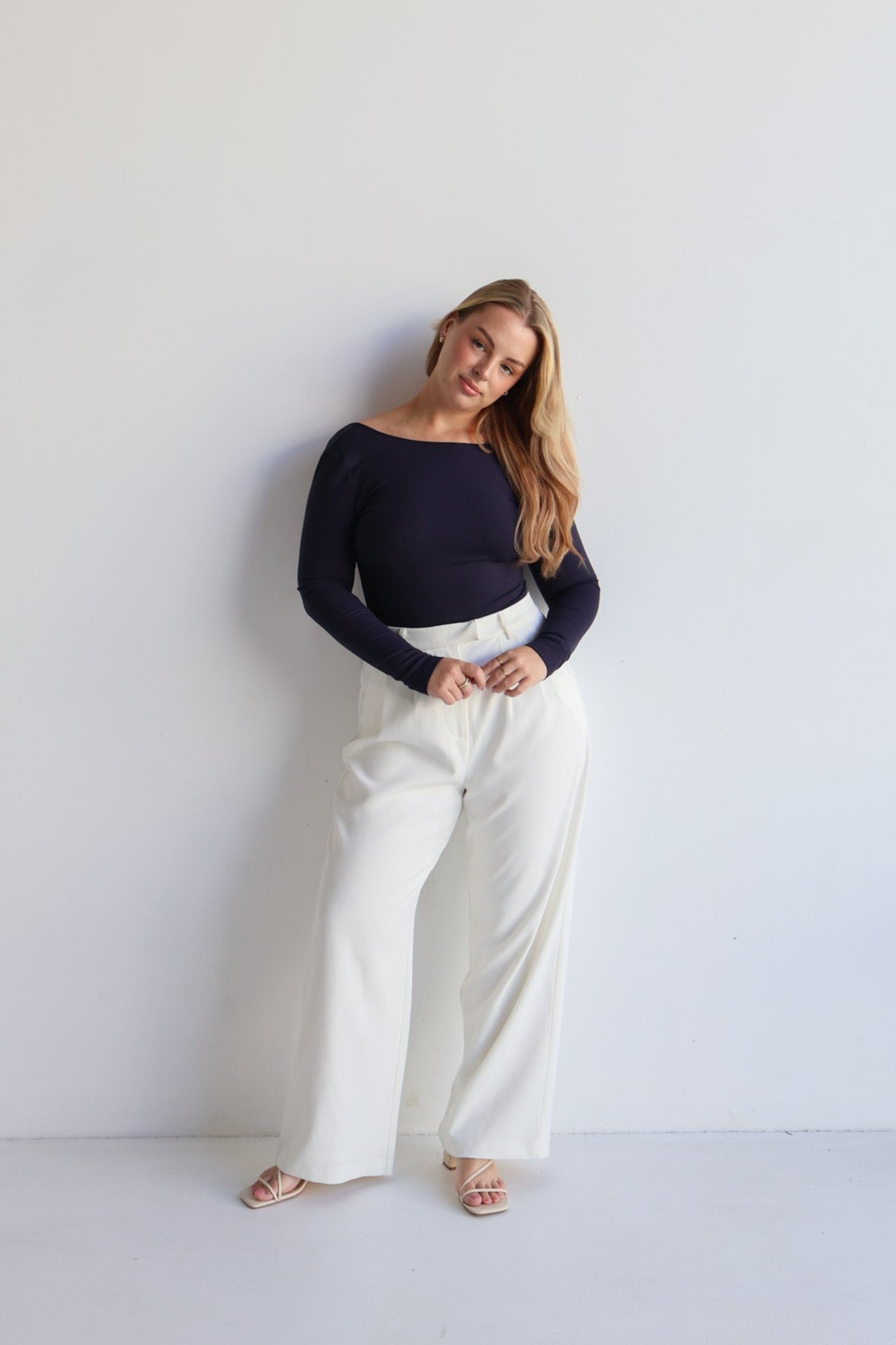 SCOOP BACK BODYSUIT NAVY - Fayt The Label