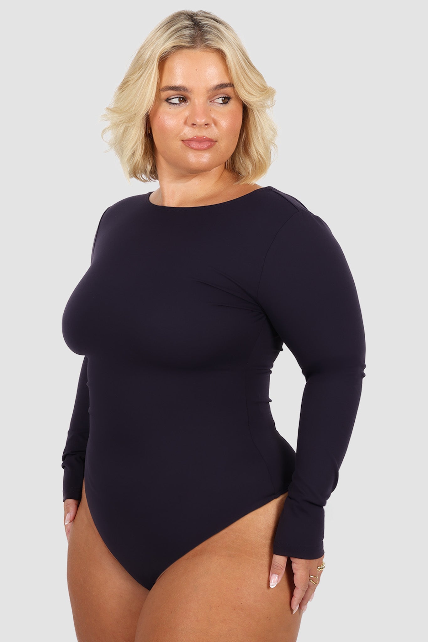 SCOOP BACK BODYSUIT NAVY - Fayt The Label