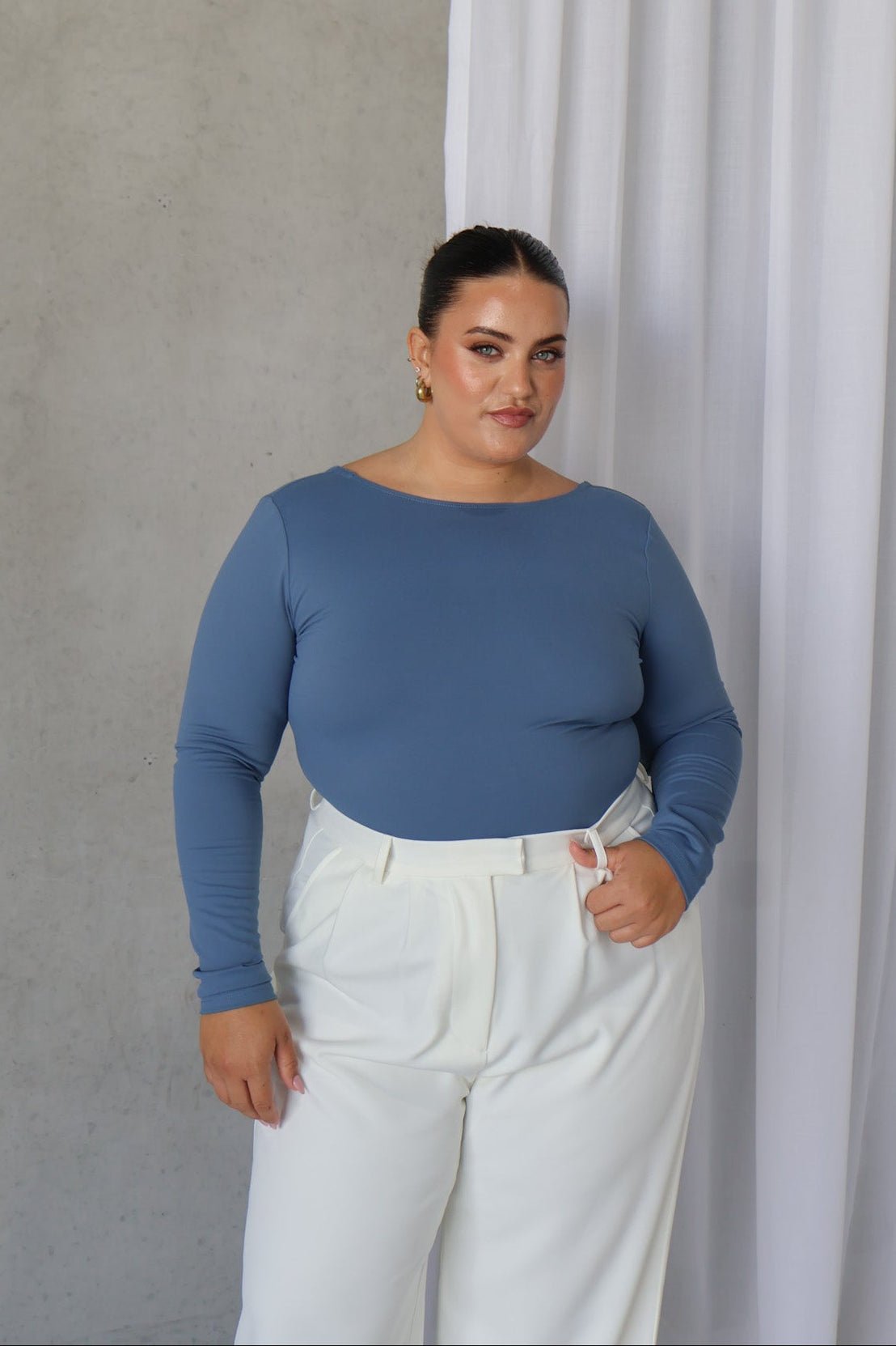 SCOOP BACK BODYSUIT SLATE - Fayt The Label