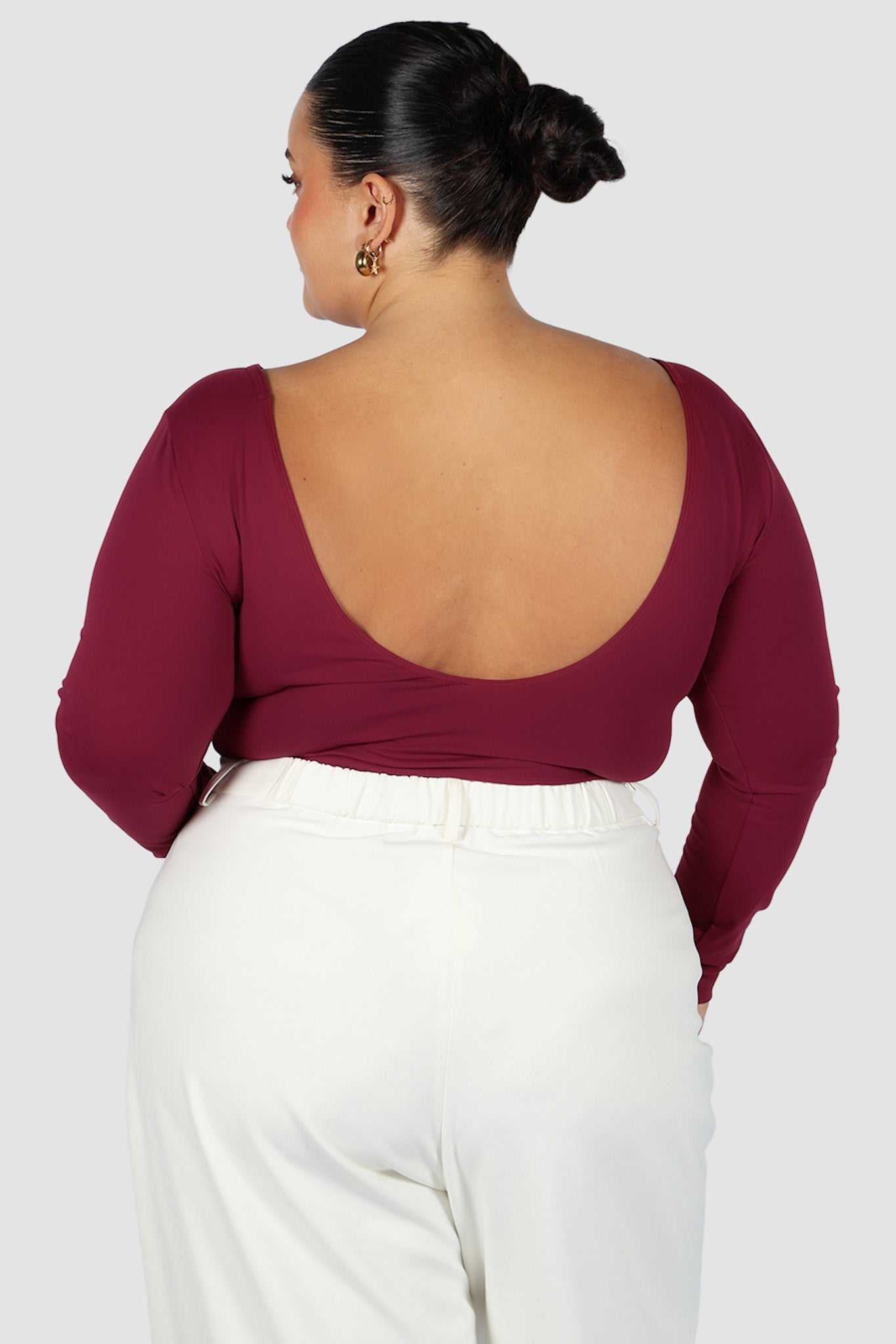 SCOOP BACK BODYSUIT WINE - Fayt The Label