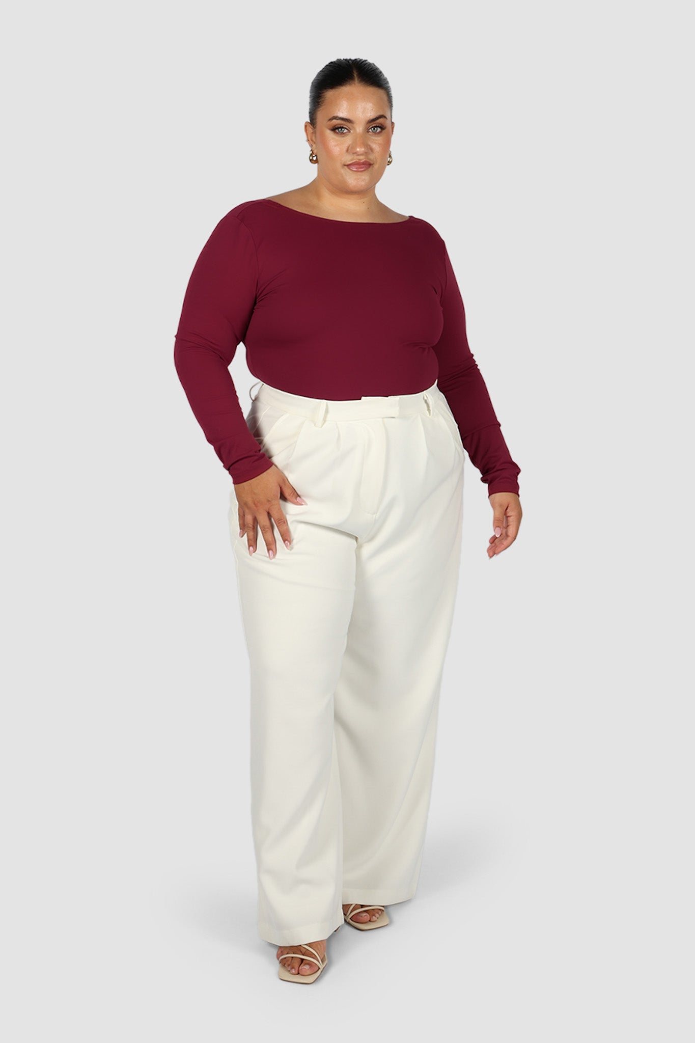 SCOOP BACK BODYSUIT WINE - Fayt The Label