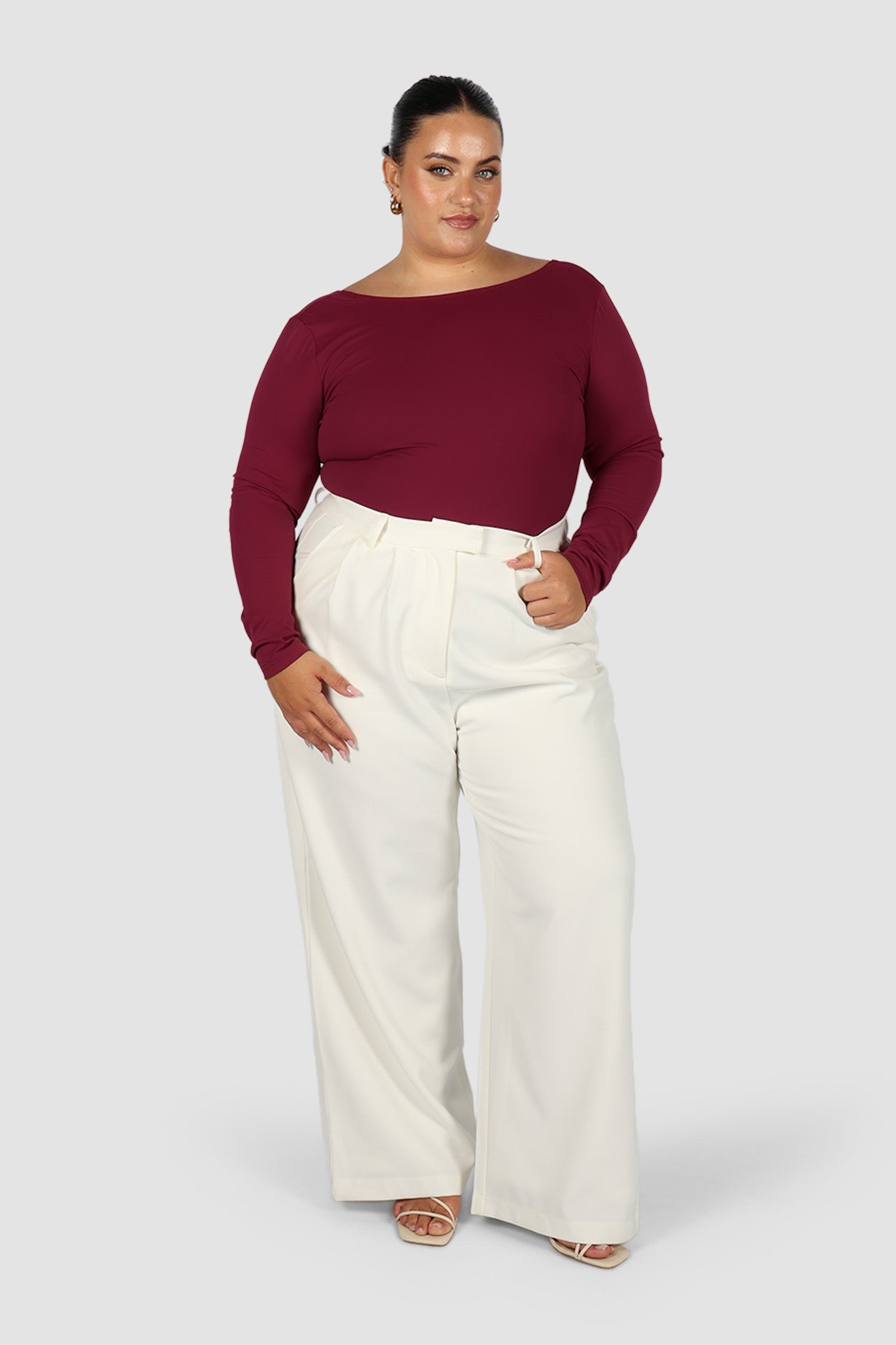 SCOOP BACK BODYSUIT WINE - Fayt The Label