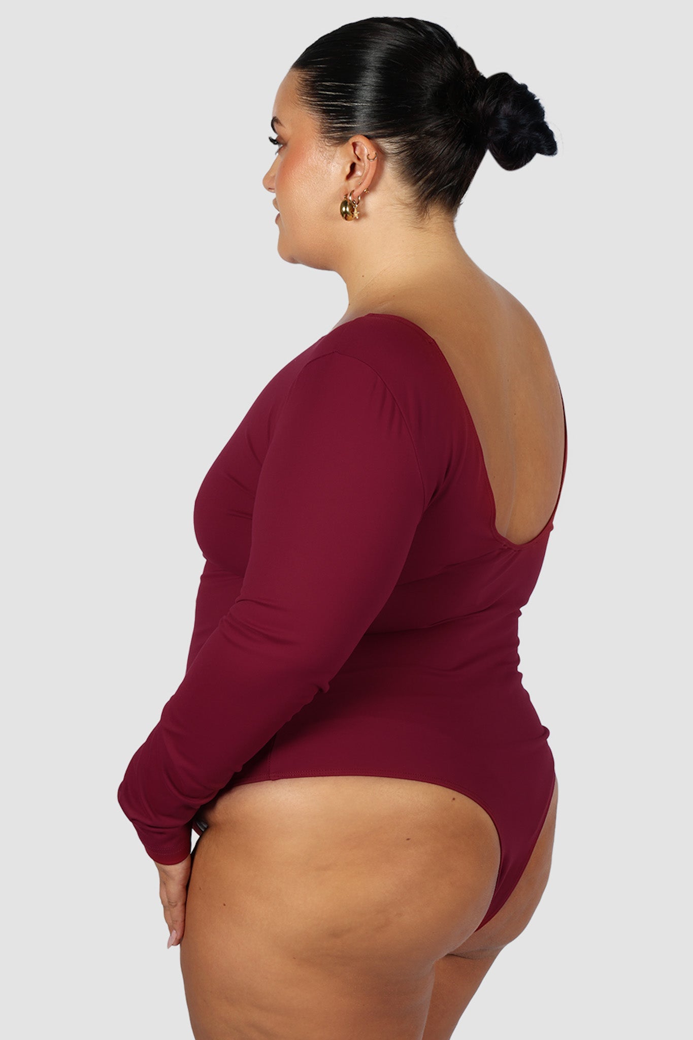 SCOOP BACK BODYSUIT WINE - Fayt The Label