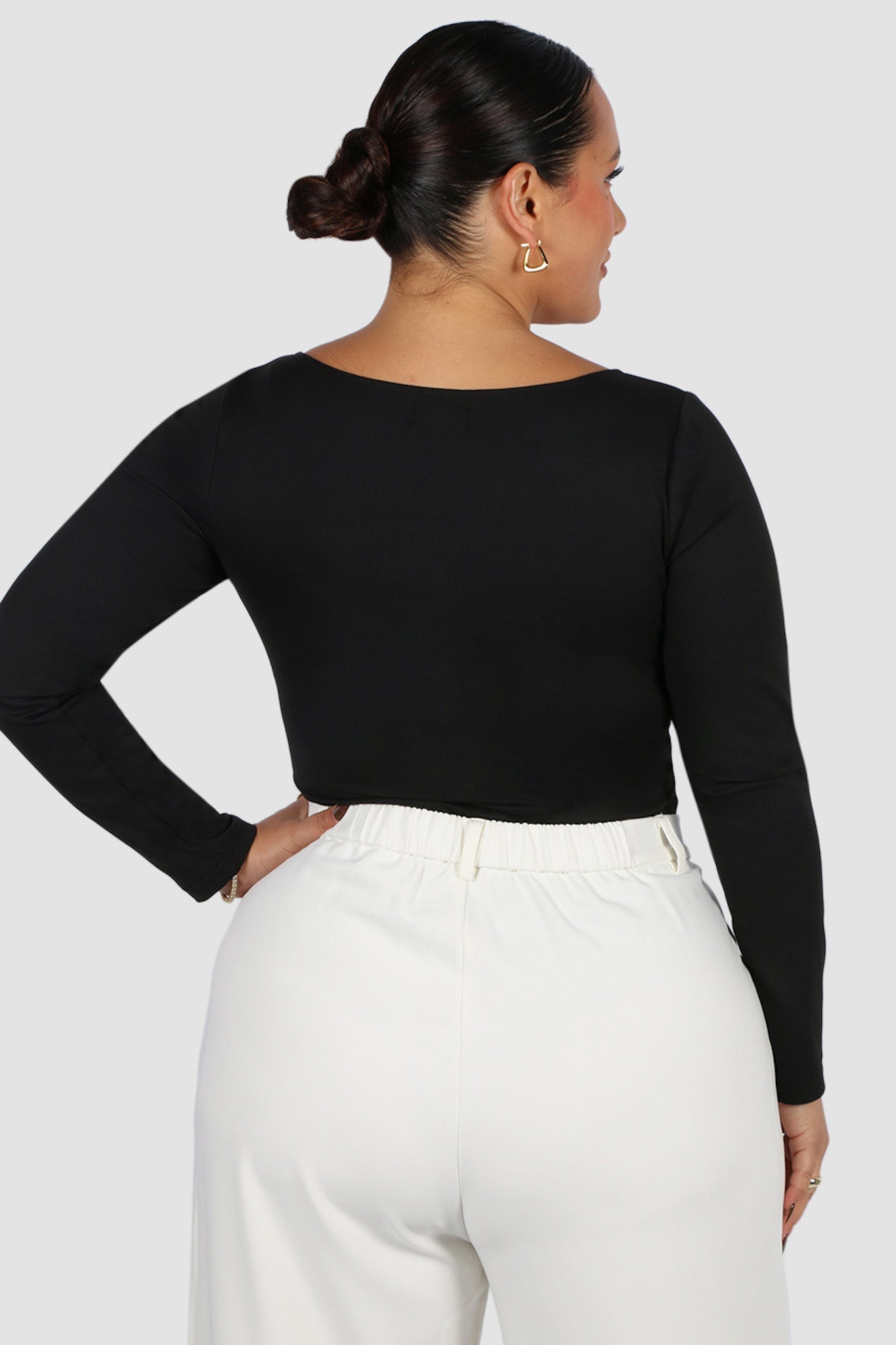SCOOP NECK BODYSUIT BLACK - Fayt The Label