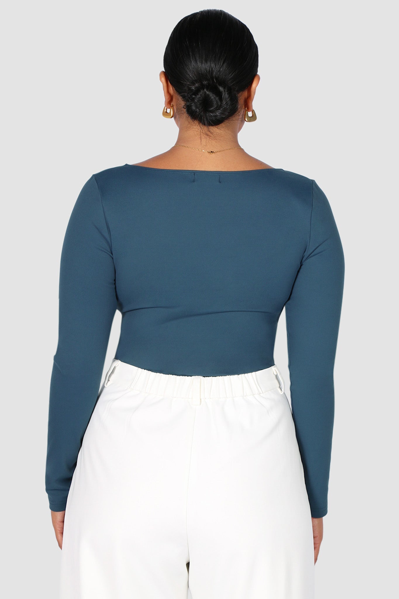 SCOOP NECK BODYSUIT DEEP TEAL - Fayt The Label