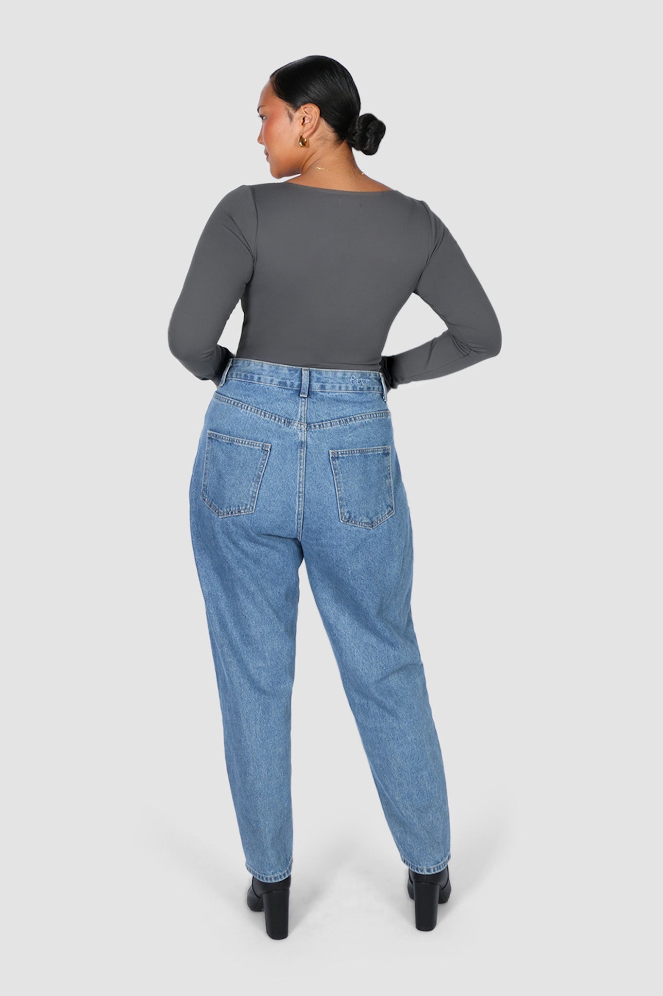 SCOOP NECK BODYSUIT GREY - Fayt The Label