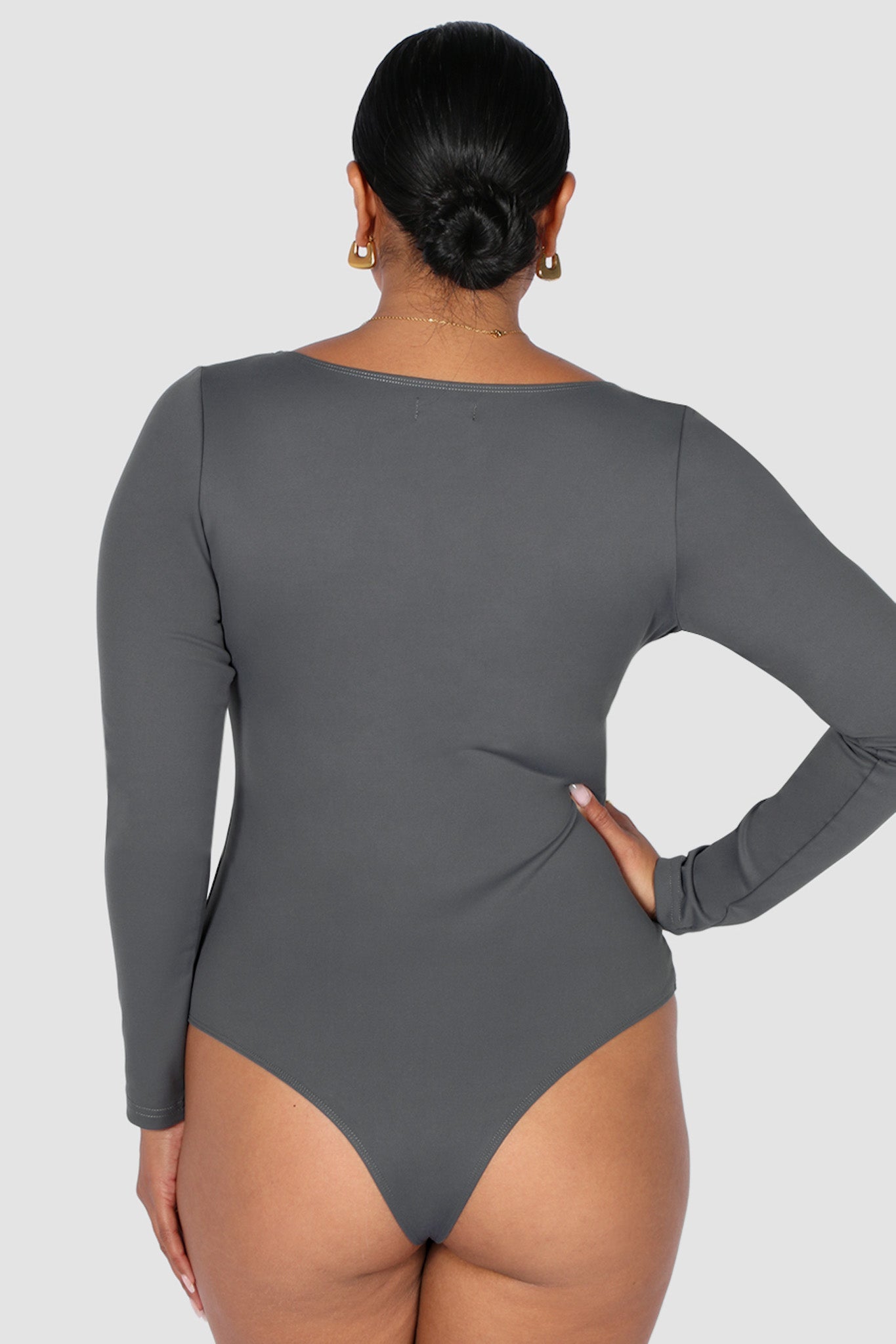 SCOOP NECK BODYSUIT GREY - Fayt The Label