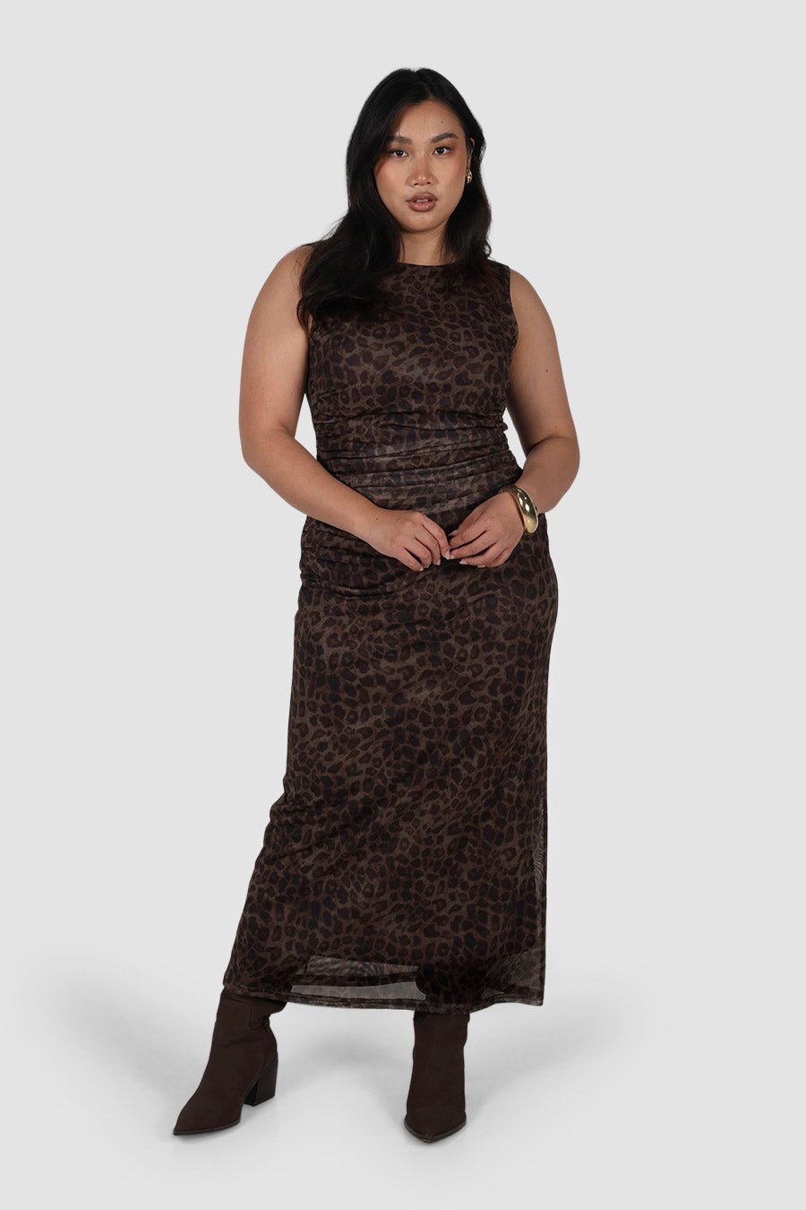 SELAYA DRESS CHOC LEOPARD - Fayt The Label
