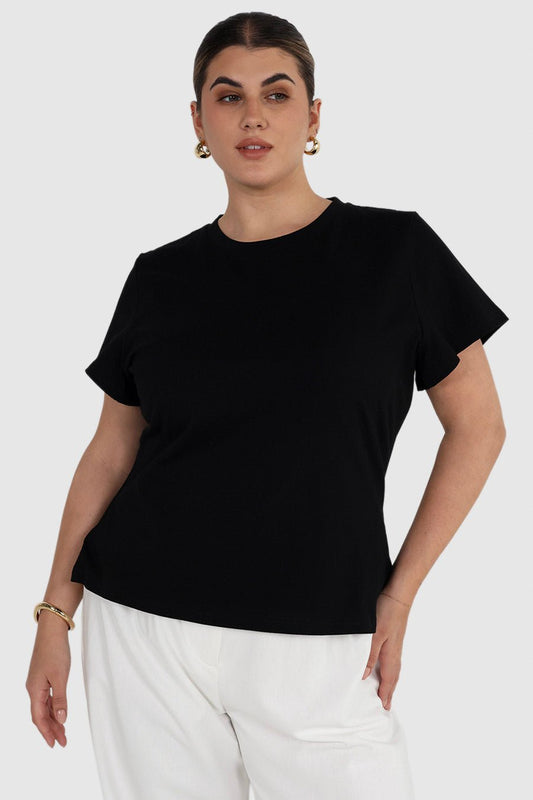 SIGNATURE SCULPT TEE BLACK - Fayt The Label